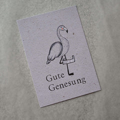 Kleine Karte "Gute Genesung" mit Illustration Flamingo