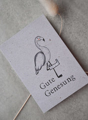 Kleine Karte "Gute Genesung" mit Illustration Flamingo