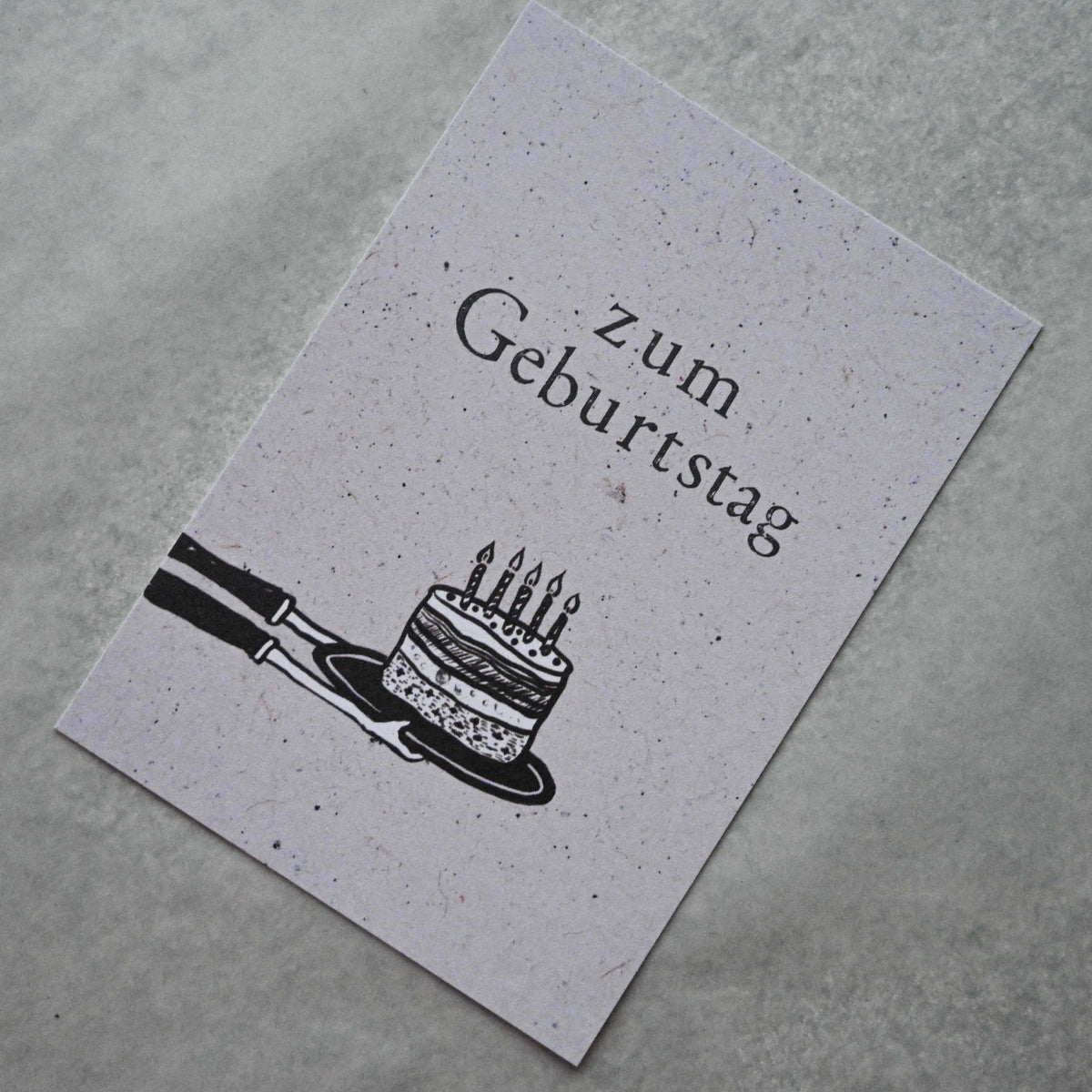 Kleine Karte "Zum Geburtstag" mit Illustration Torte