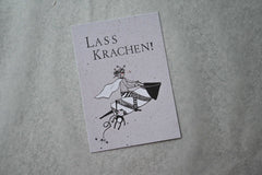 Kleine Karte "Lass Krachen" mit Illustration Rakete