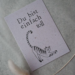 Kleine Karte "Du bist einfach toll" mit Illustration Katze