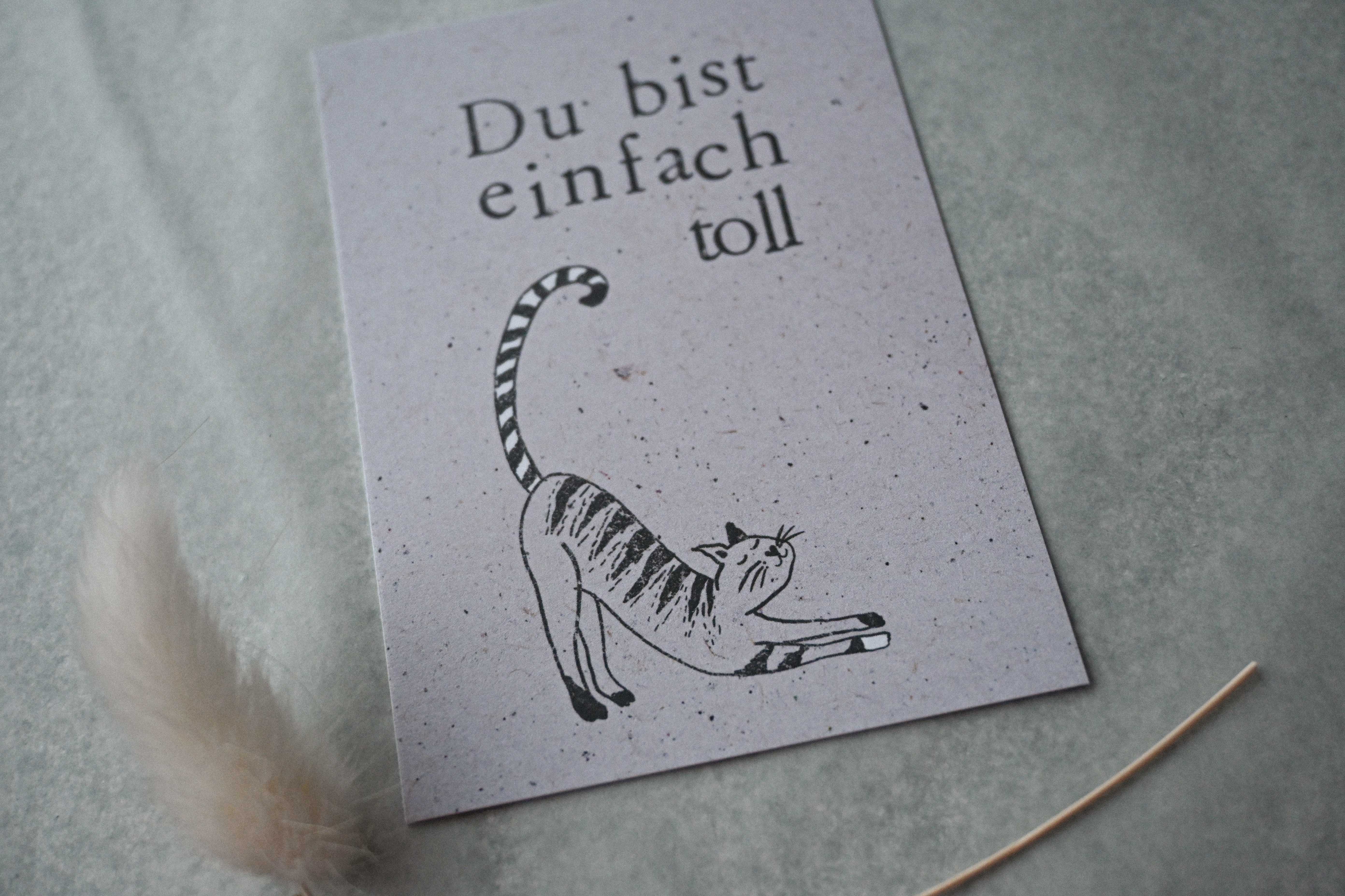 Kleine Karte "Du bist einfach toll" mit Illustration Katze