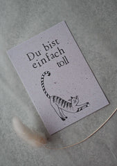 Kleine Karte "Du bist einfach toll" mit Illustration Katze