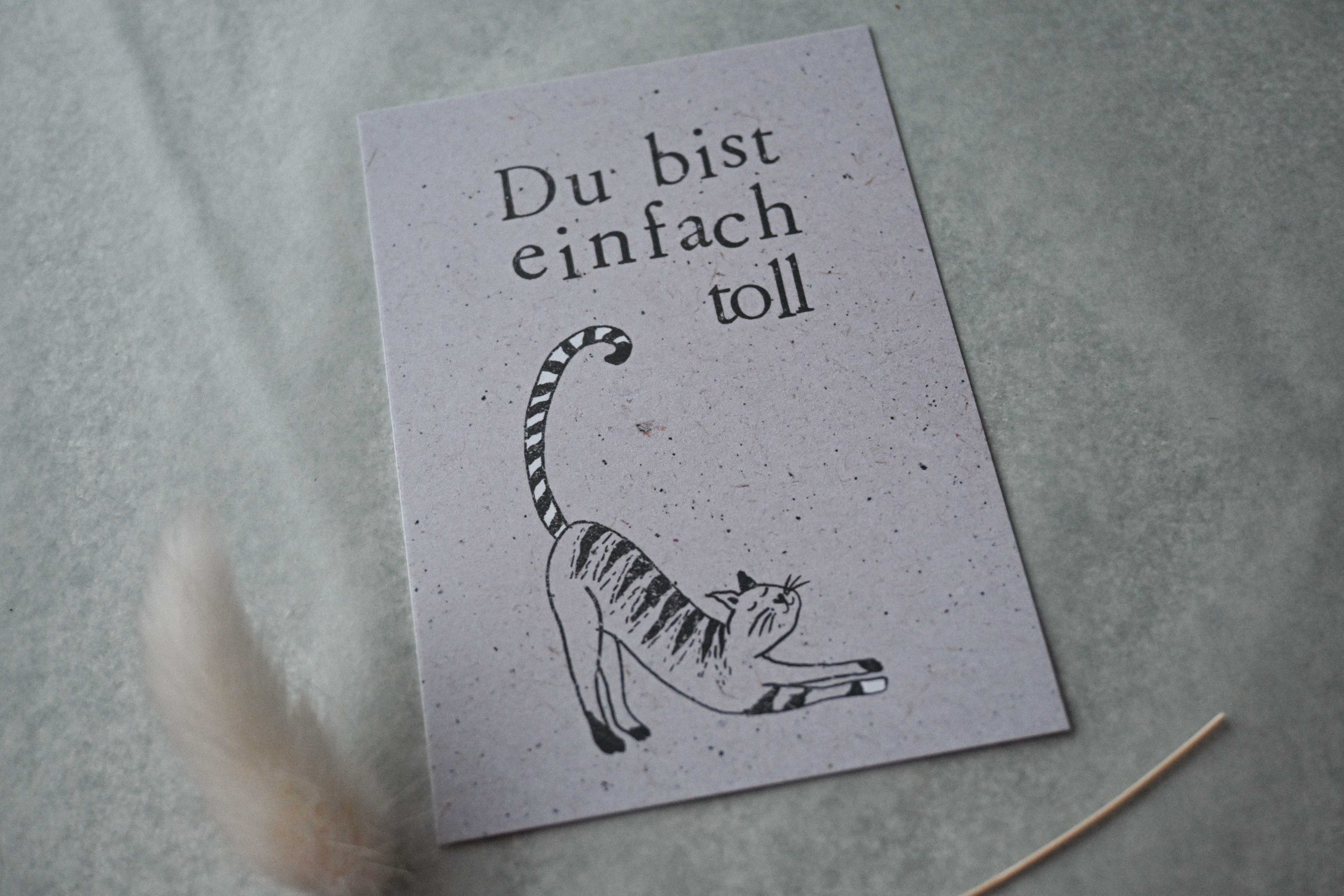 Kleine Karte "Du bist einfach toll" mit Illustration Katze
