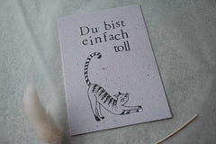 Kleine Karte "Du bist einfach toll" mit Illustration Katze