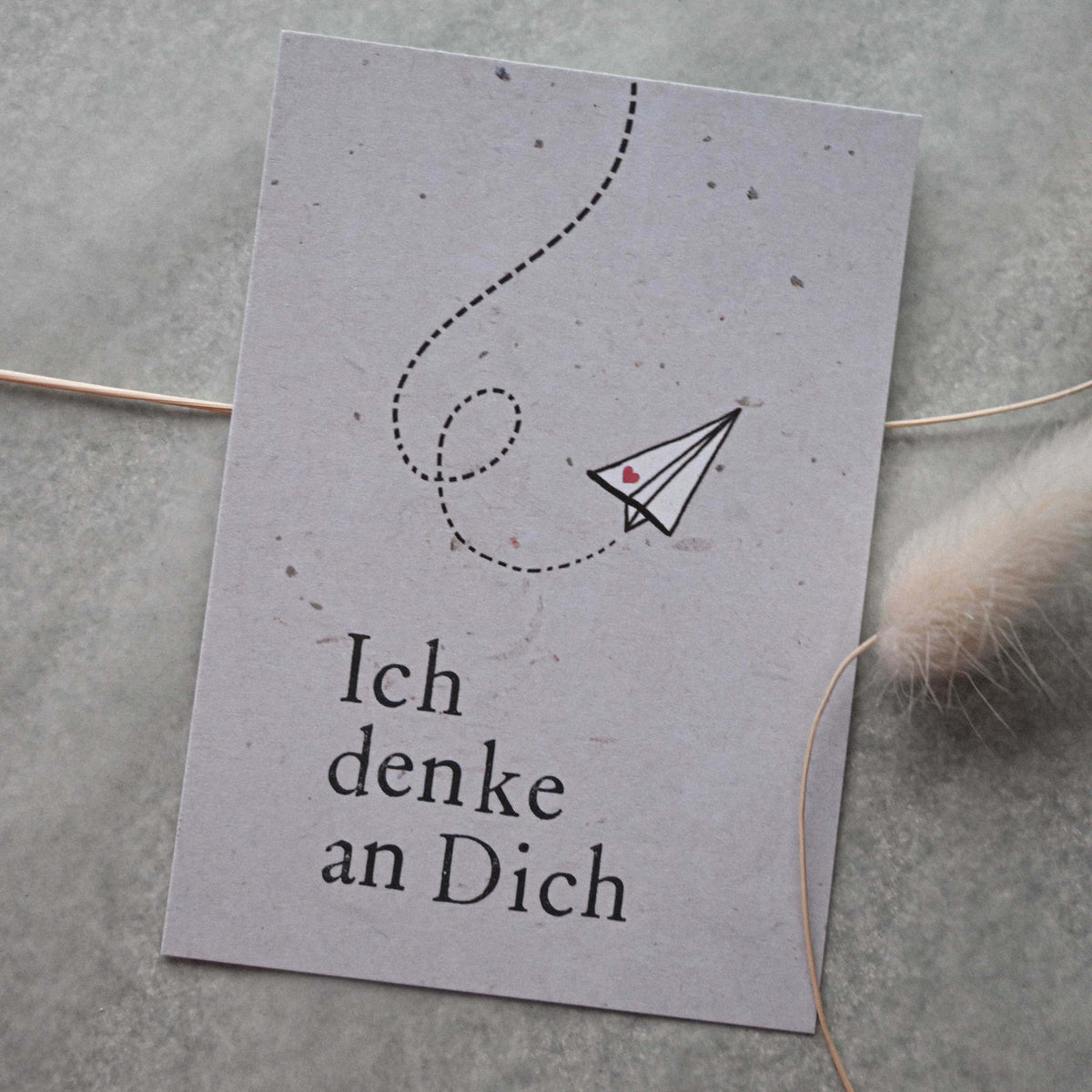 Kleine Karte "Ich denke an Dich" mit Illustration Brief