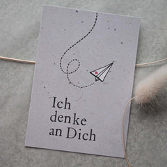 Kleine Karte "Ich denke an Dich" mit Illustration Brief