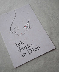 Kleine Karte "Ich denke an Dich" mit Illustration Brief