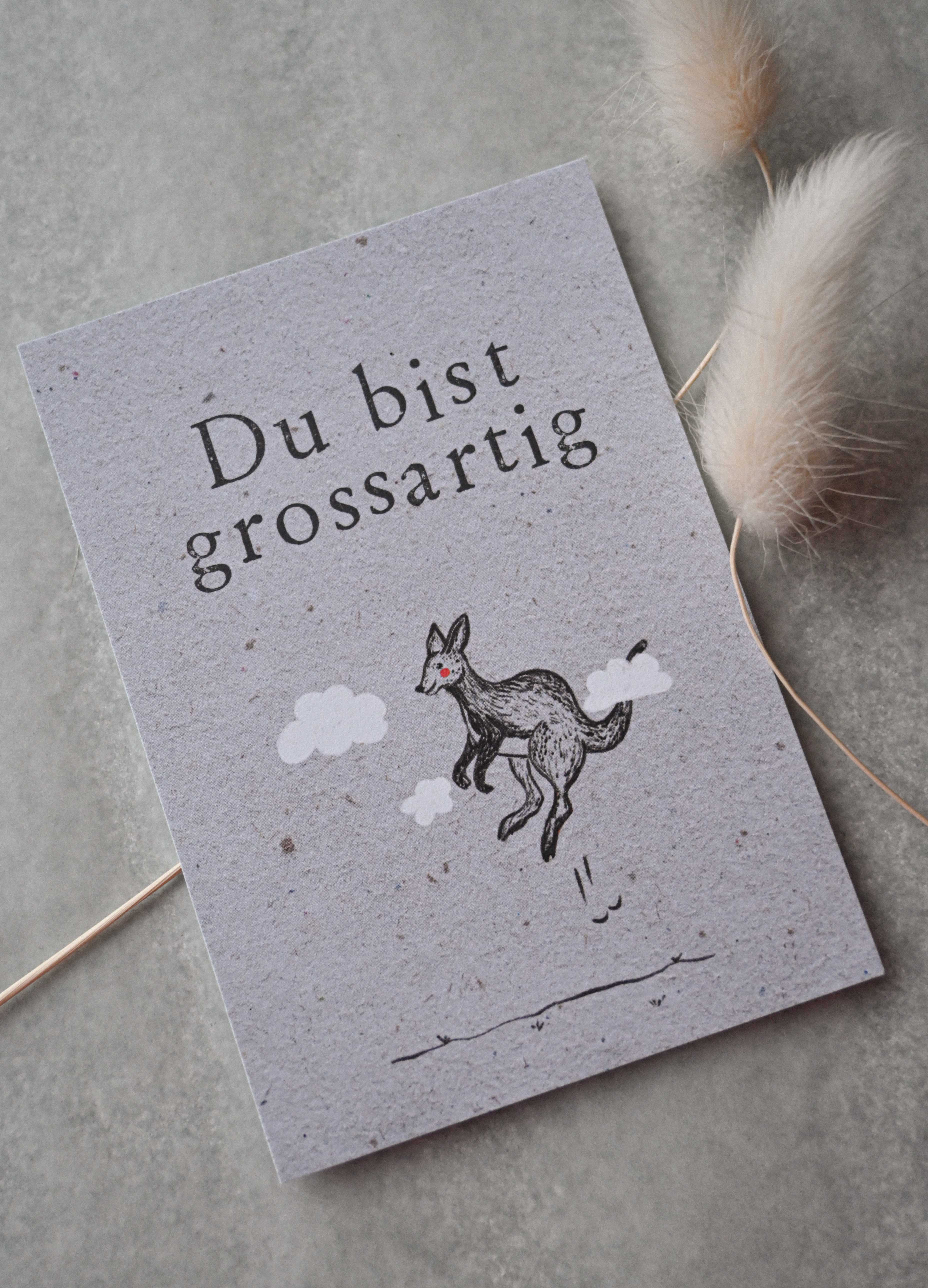 Kleine Karte "Du bist großartig" mit Illustration Känguru