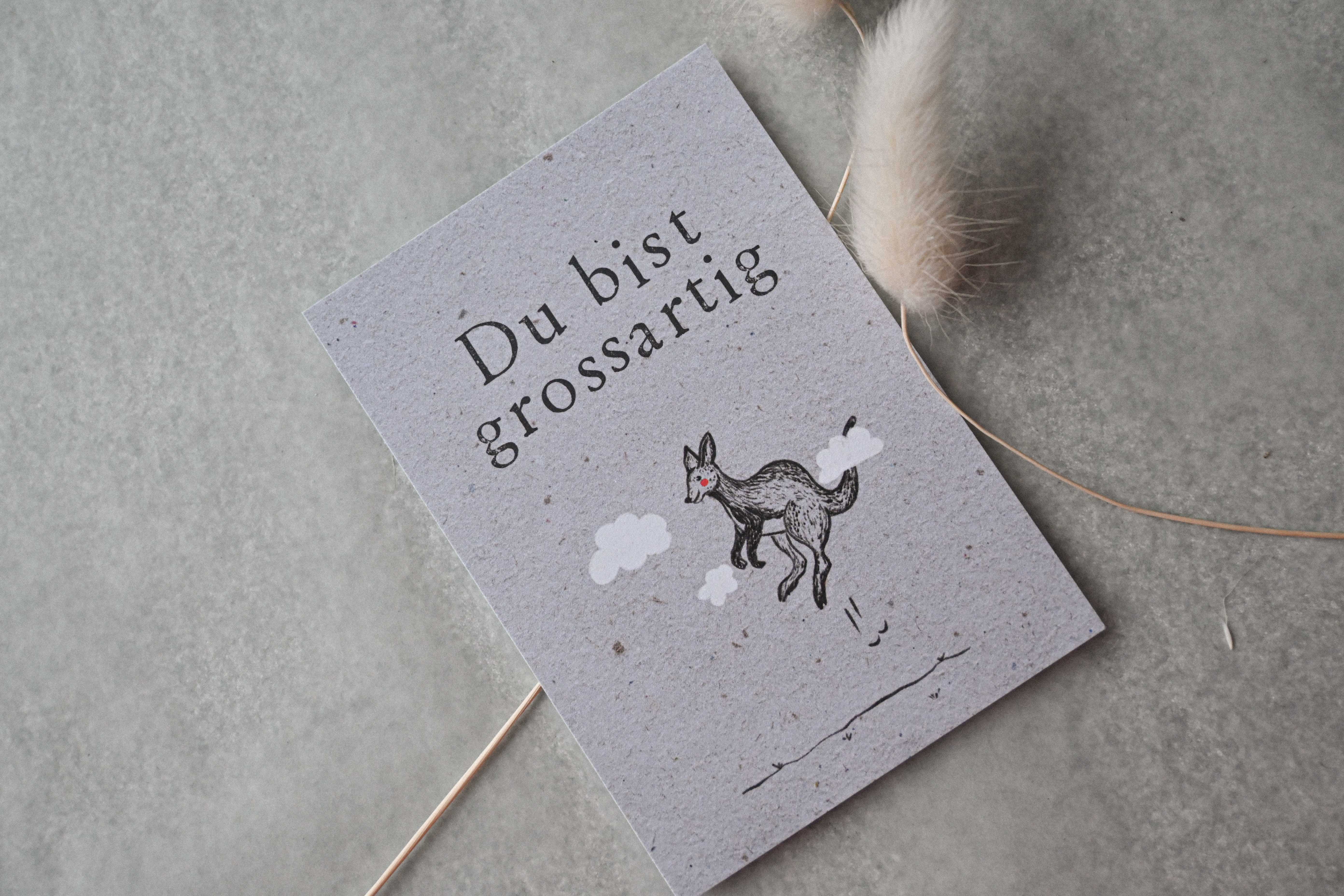Kleine Karte "Du bist großartig" mit Illustration Känguru