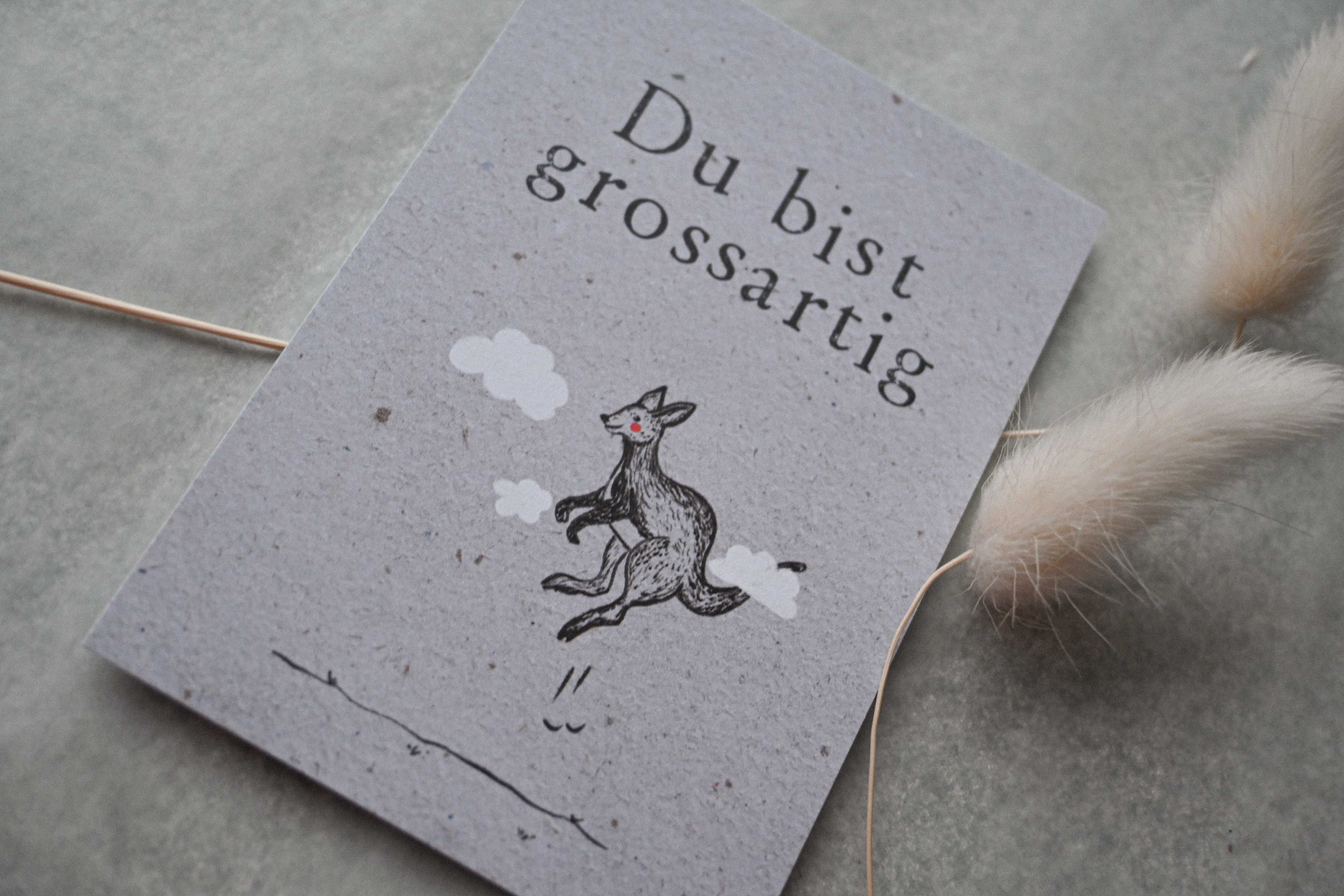 Kleine Karte "Du bist großartig" mit Illustration Känguru