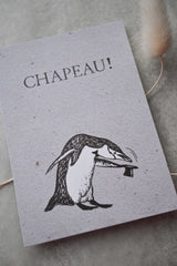 Kleine Karte "Chapeau!" mit Illustration Pinguin