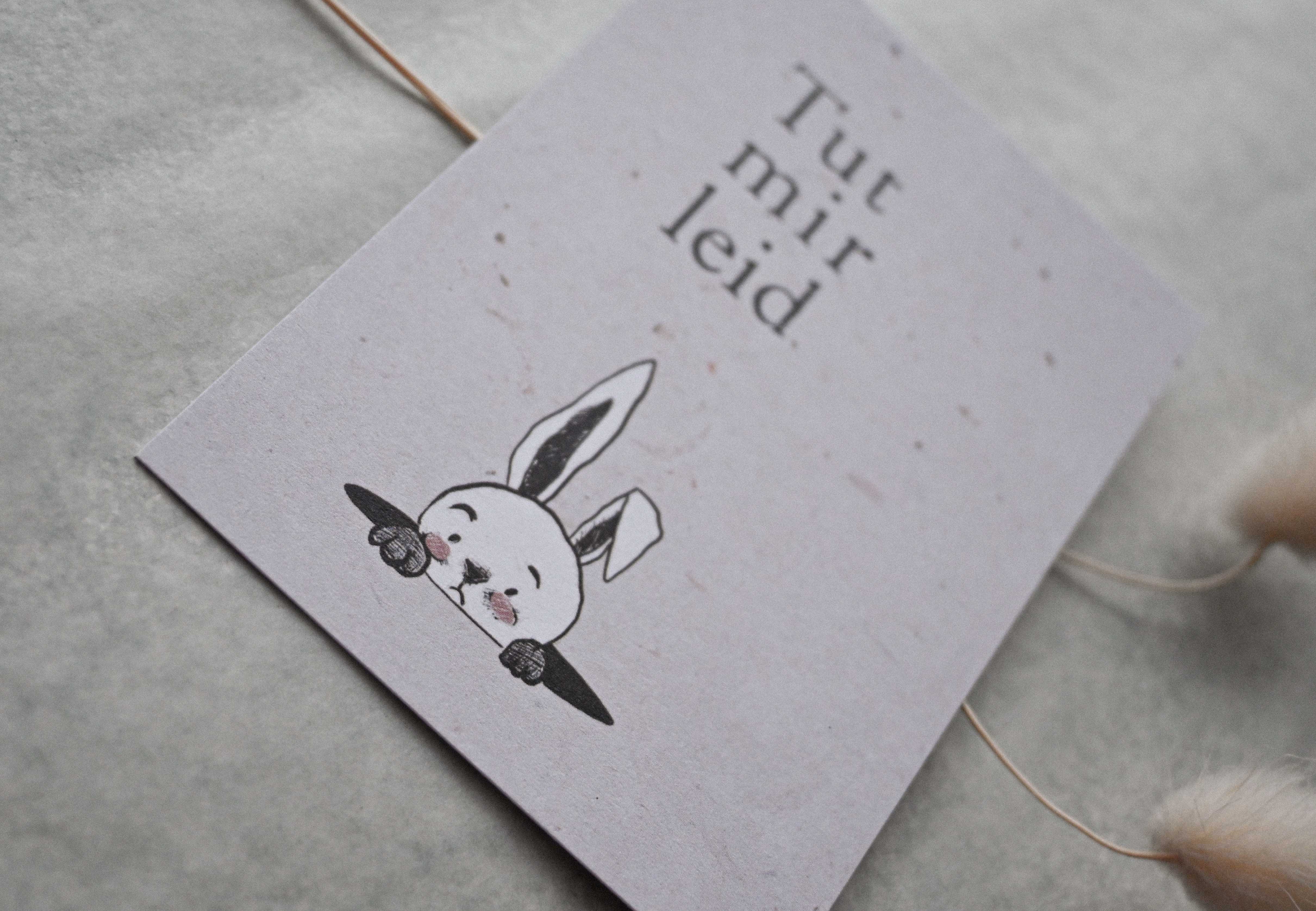 Kleine Karte "Tut mir leid" mit Illustration Hase