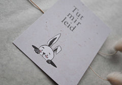 Kleine Karte "Tut mir leid" mit Illustration Hase