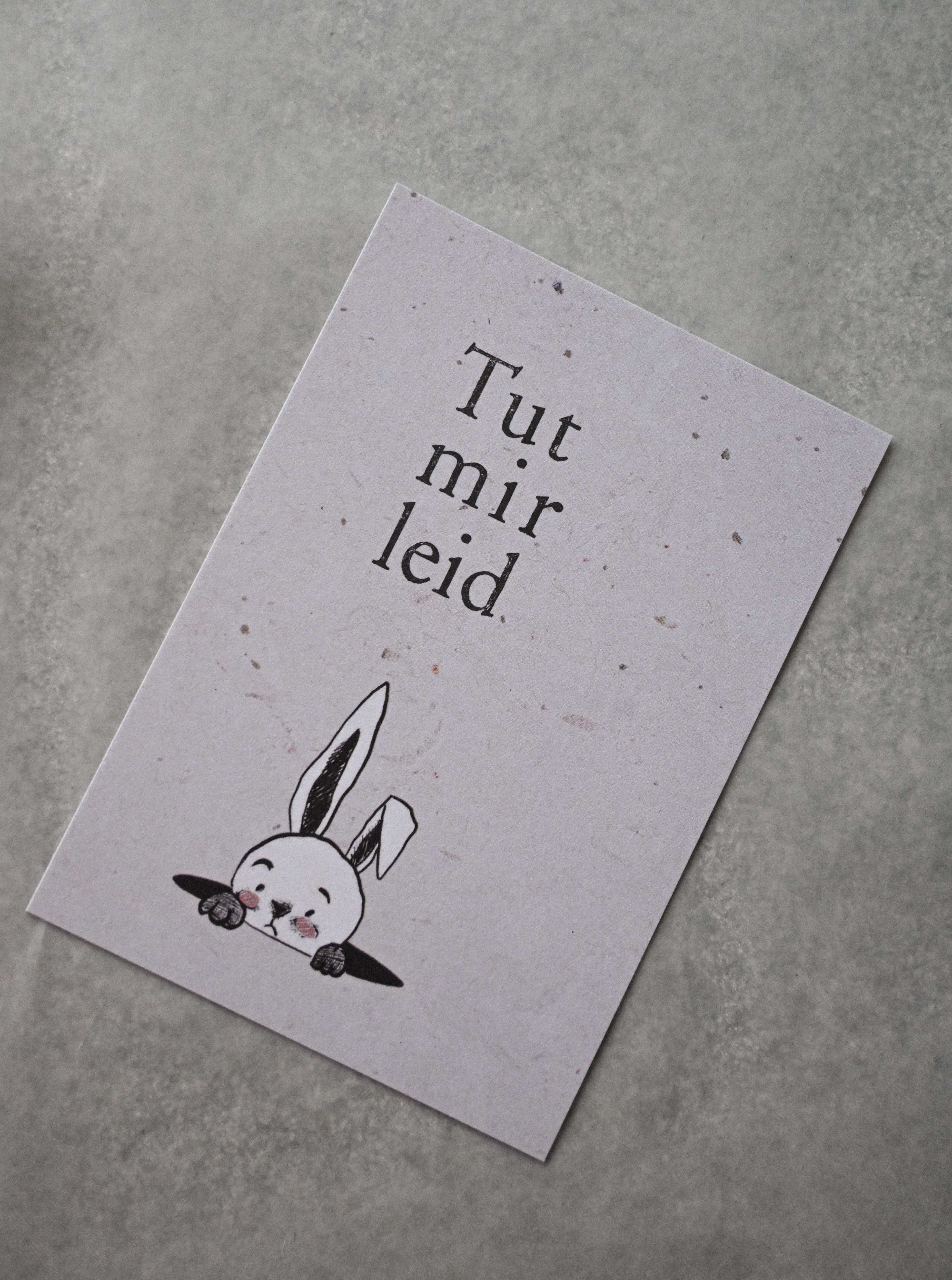 Kleine Karte "Tut mir leid" mit Illustration Hase