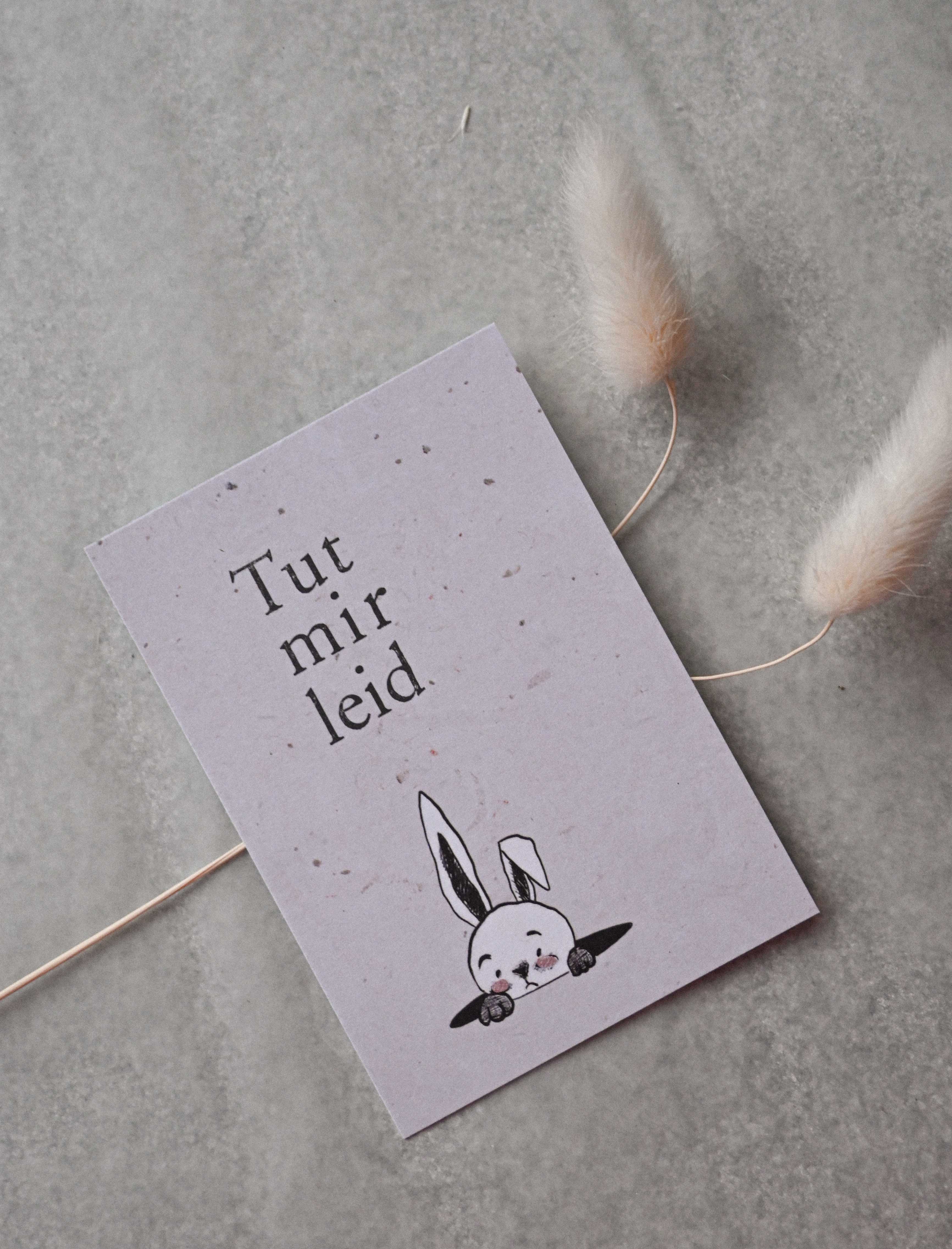 Kleine Karte "Tut mir leid" mit Illustration Hase
