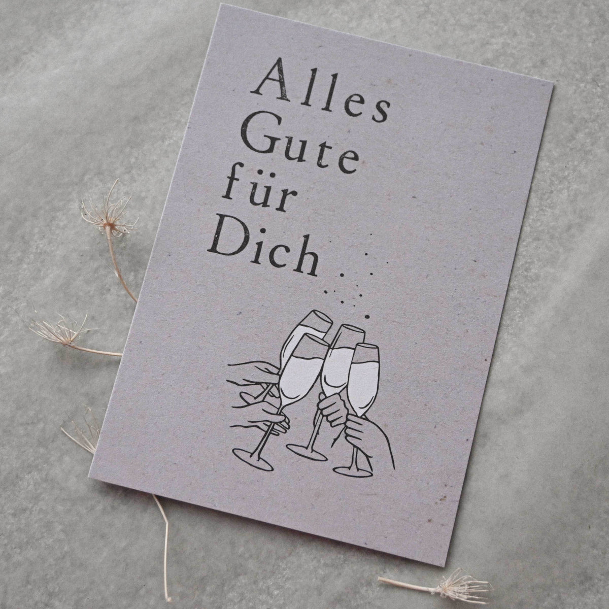 Kleine Karte "Alles Gute für Dich" mit Illustration Gläser