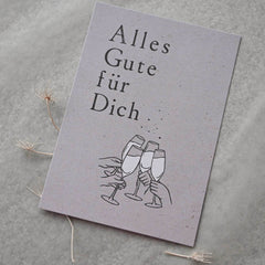 Kleine Karte "Alles Gute für Dich" mit Illustration Gläser
