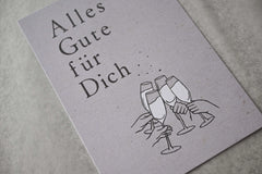 Kleine Karte "Alles Gute für Dich" mit Illustration Gläser