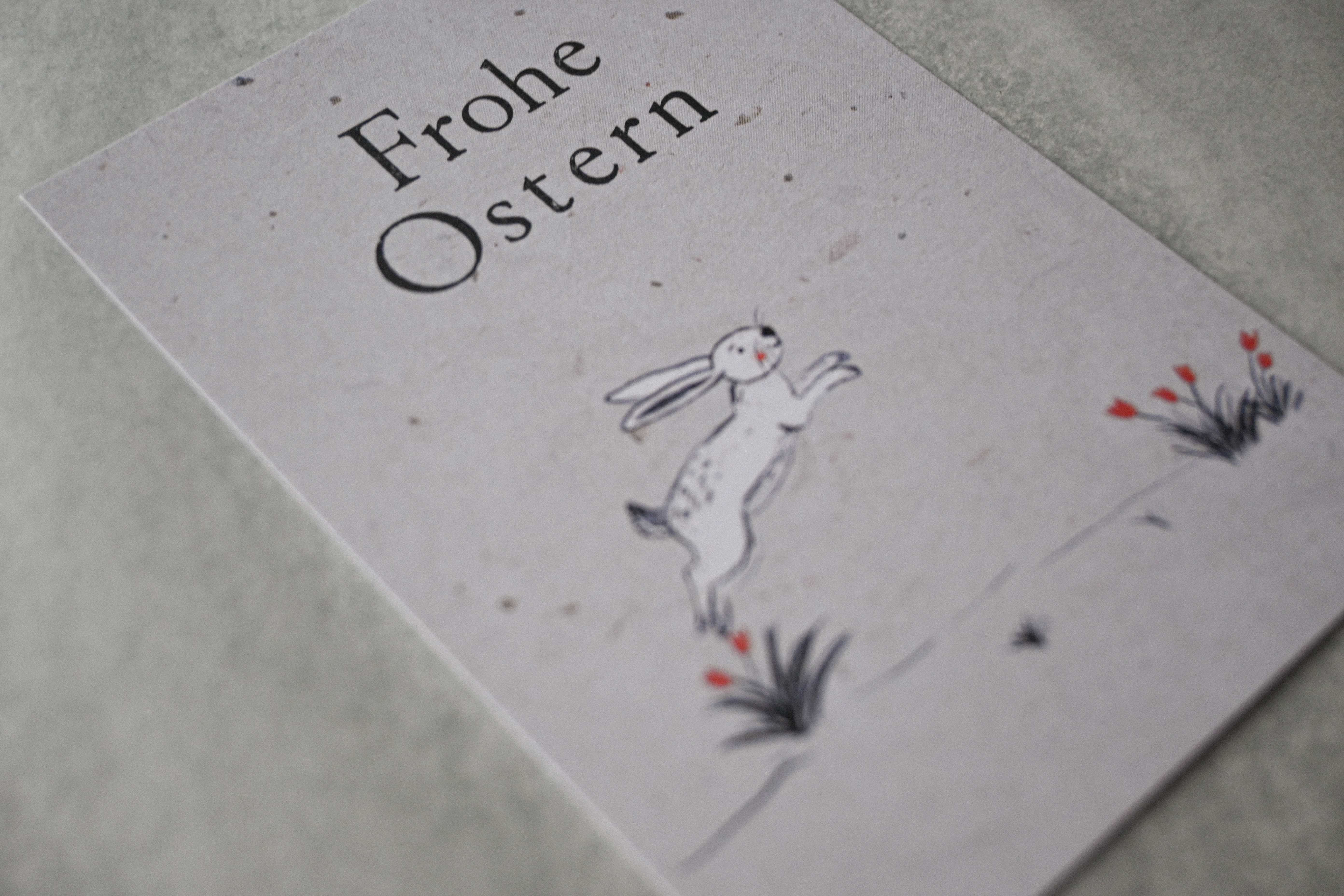 Kleine Karte "Frohe Ostern" mit Illustration Hase