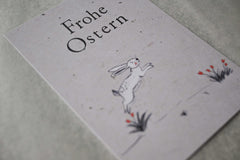 Kleine Karte "Frohe Ostern" mit Illustration Hase