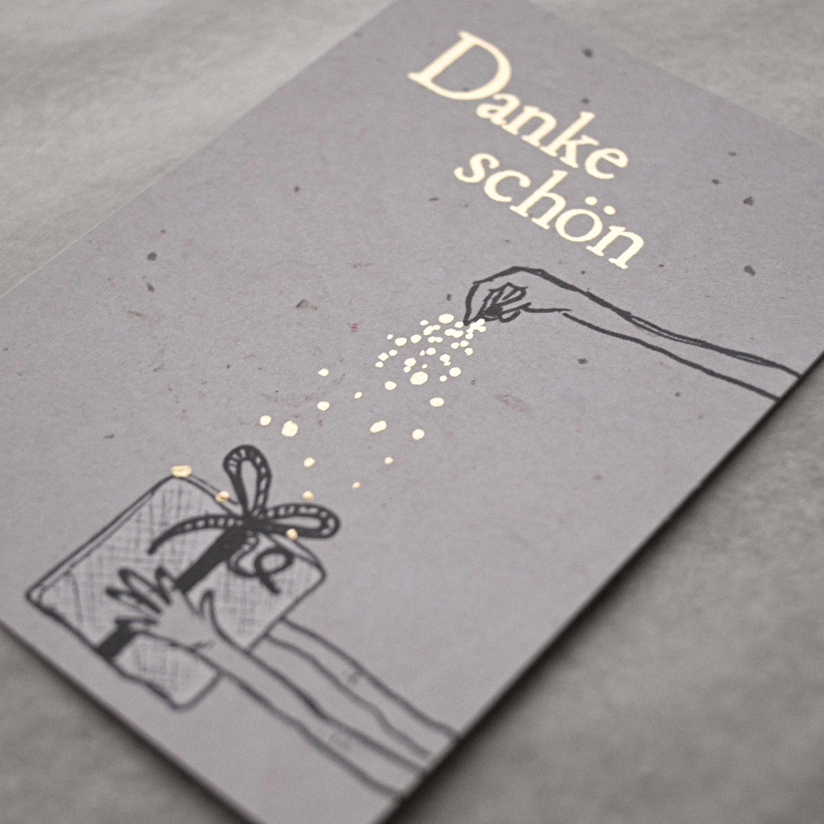 Kleine Karte "Danke schön" mit Illustration Paket Gold