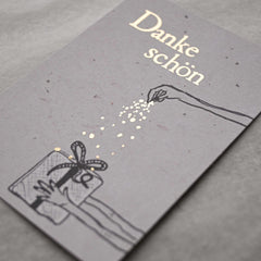 Kleine Karte "Danke schön" mit Illustration Paket Gold