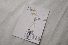 Kleine Karte "Danke schön" mit Illustration Paket Gold