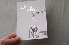 Kleine Karte "Danke schön" mit Illustration Paket Gold