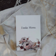 Postkarte "Danke Mama" gestempelter Spruch