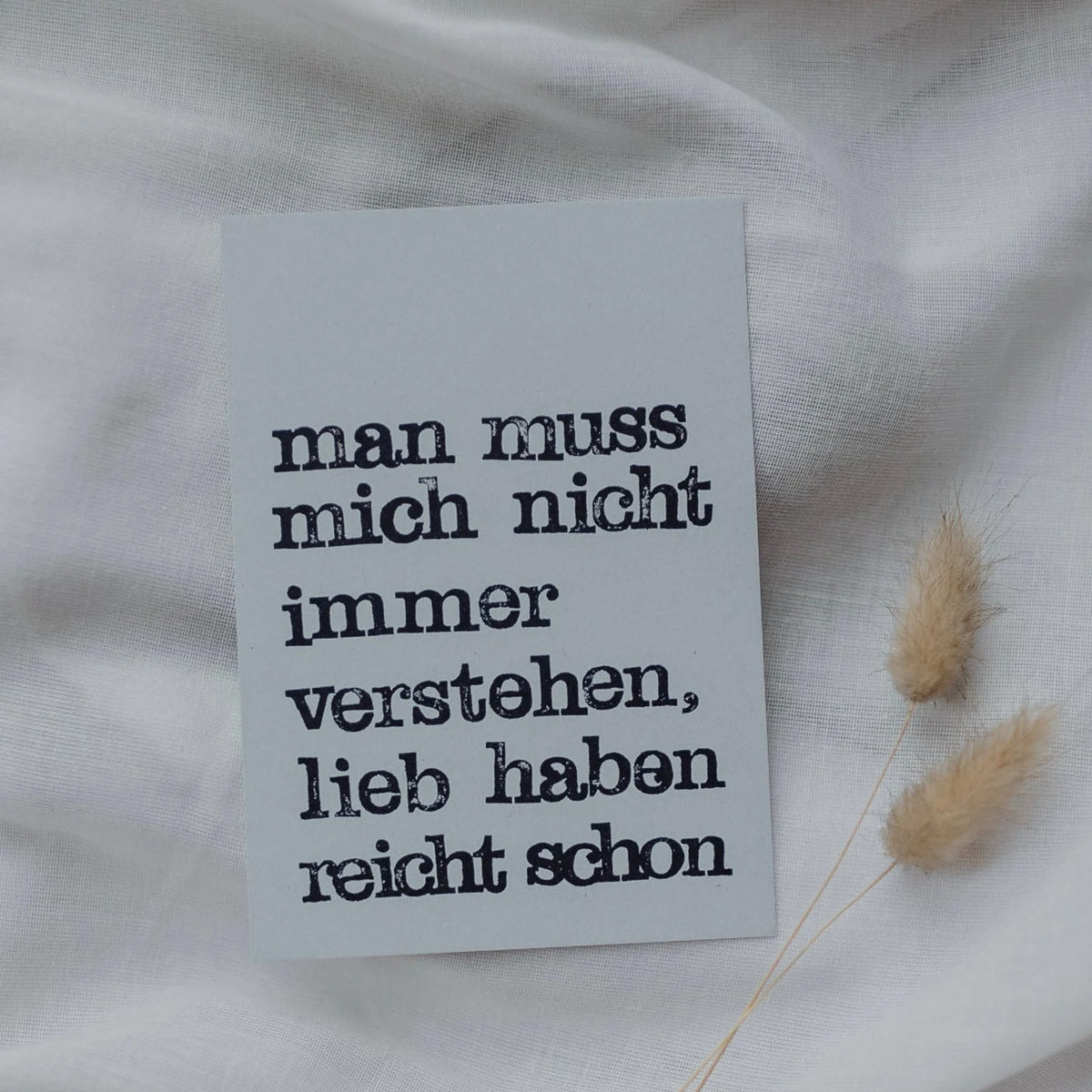 Postkarte "Lieb haben" gestempelter Spruch