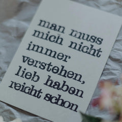 Postkarte "Lieb haben" gestempelter Spruch