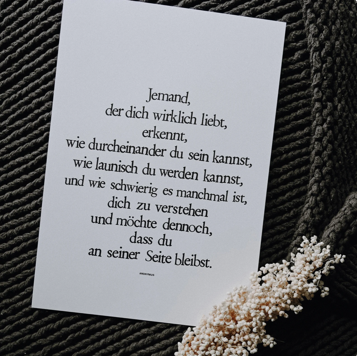 Gestempelter Kunstdruck "Jemand, der dich liebt"