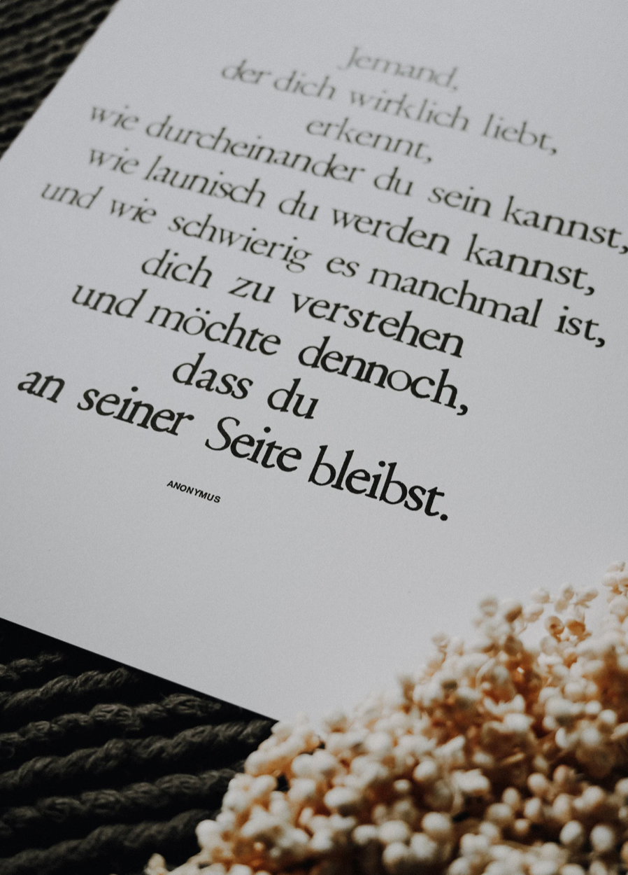 Gestempelter Kunstdruck "Jemand, der dich liebt"