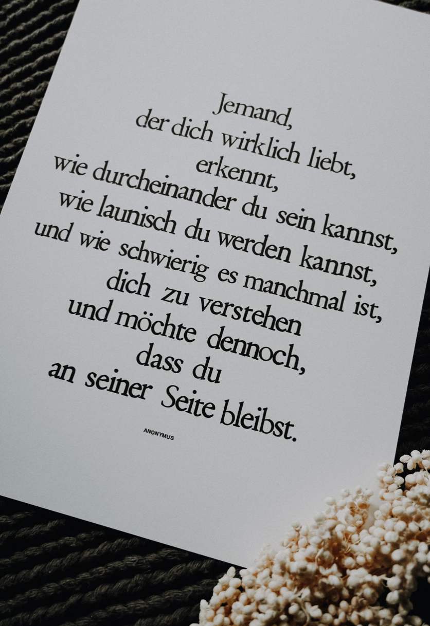 Gestempelter Kunstdruck "Jemand, der dich liebt"