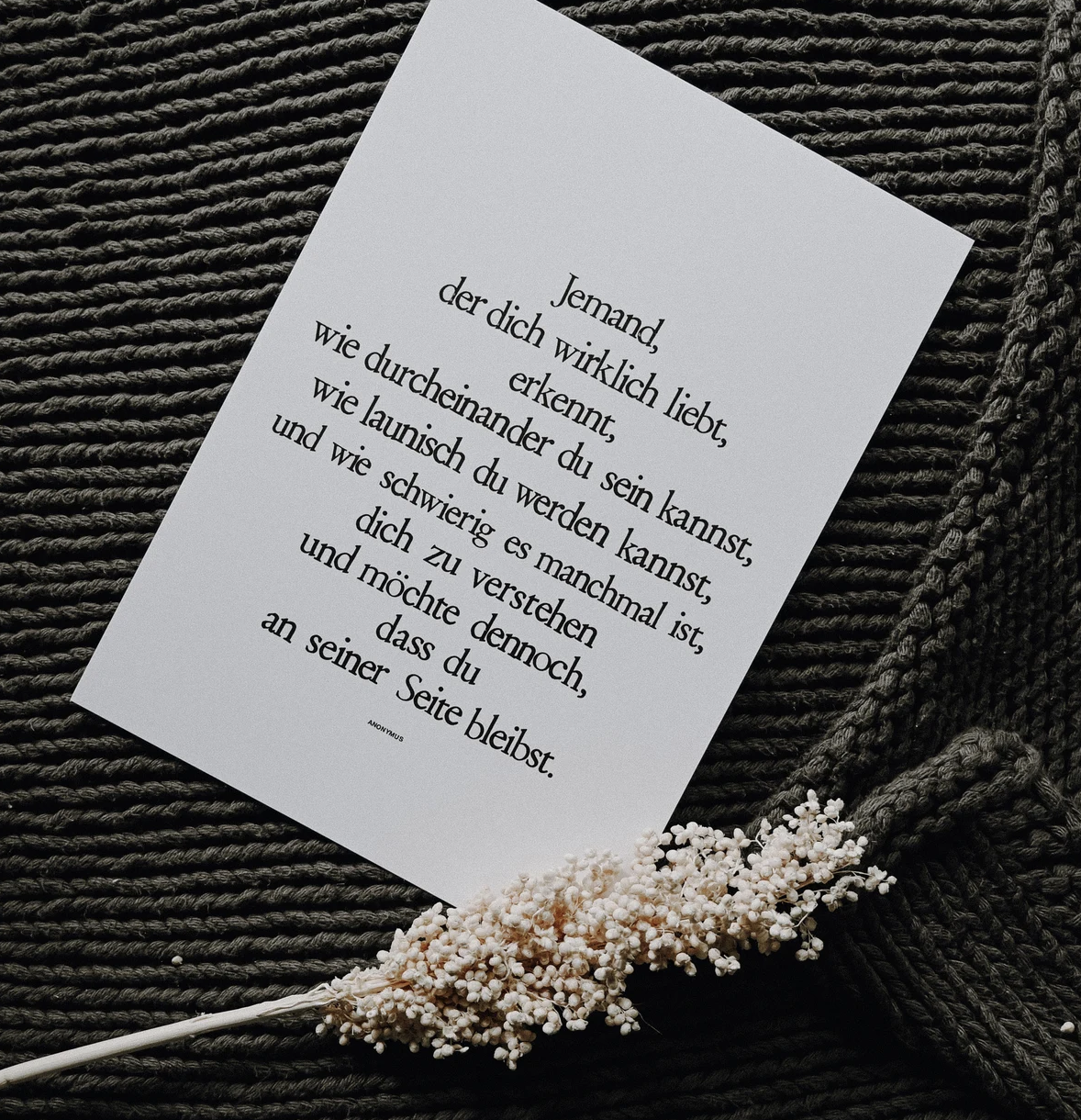 Gestempelter Kunstdruck "Jemand, der dich liebt"