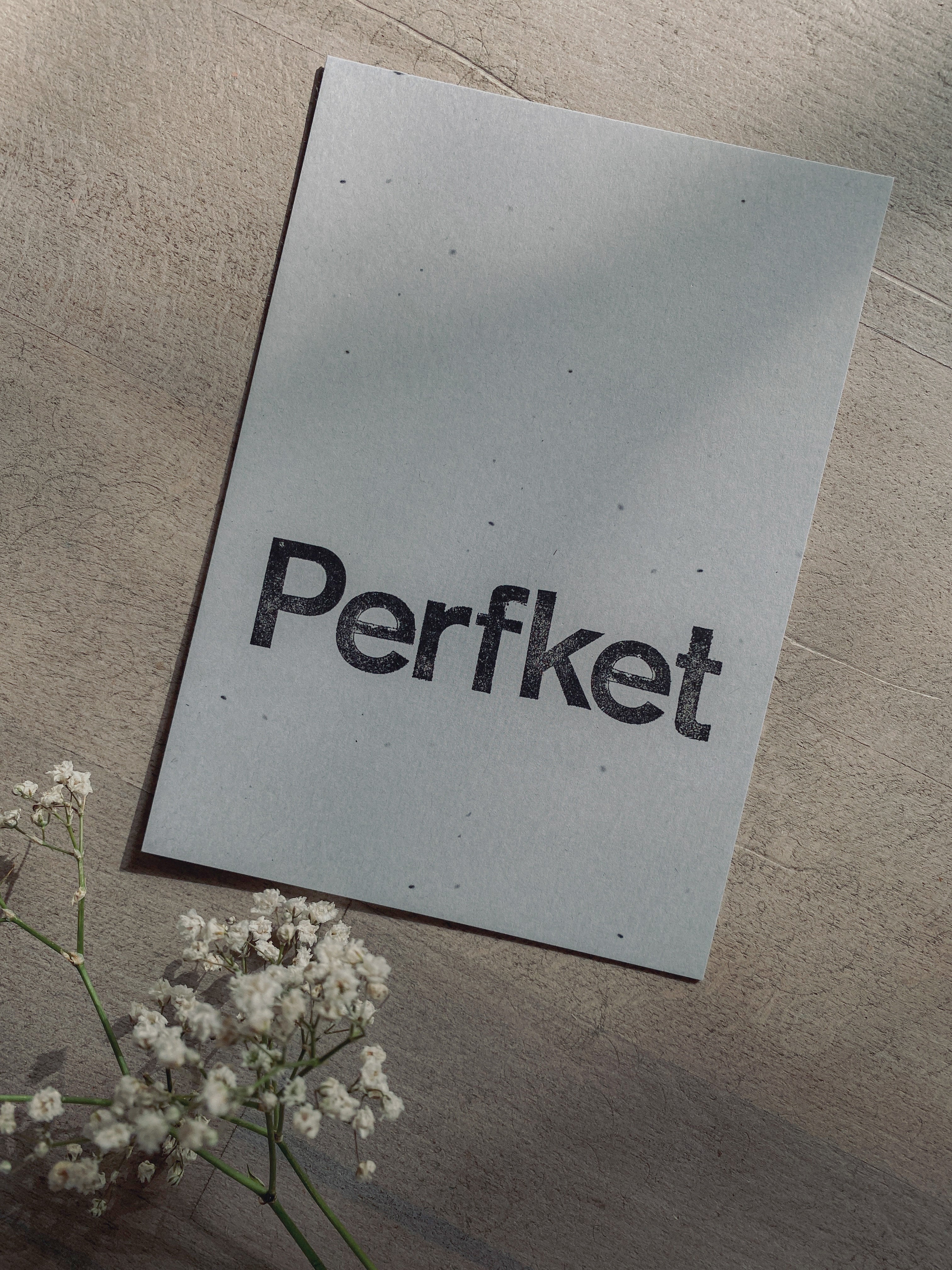 Postkarte "Perfket" gestempelter Spruch
