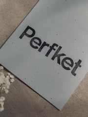 Postkarte "Perfket" gestempelter Spruch