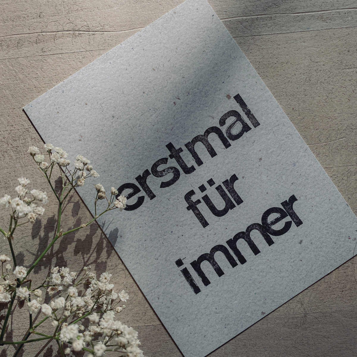 Postkarte "erstmal für immer" gestempelter Spruch