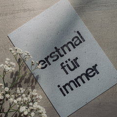 Postkarte "erstmal für immer" gestempelter Spruch