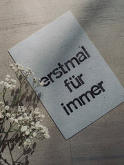 Postkarte "erstmal für immer" gestempelter Spruch