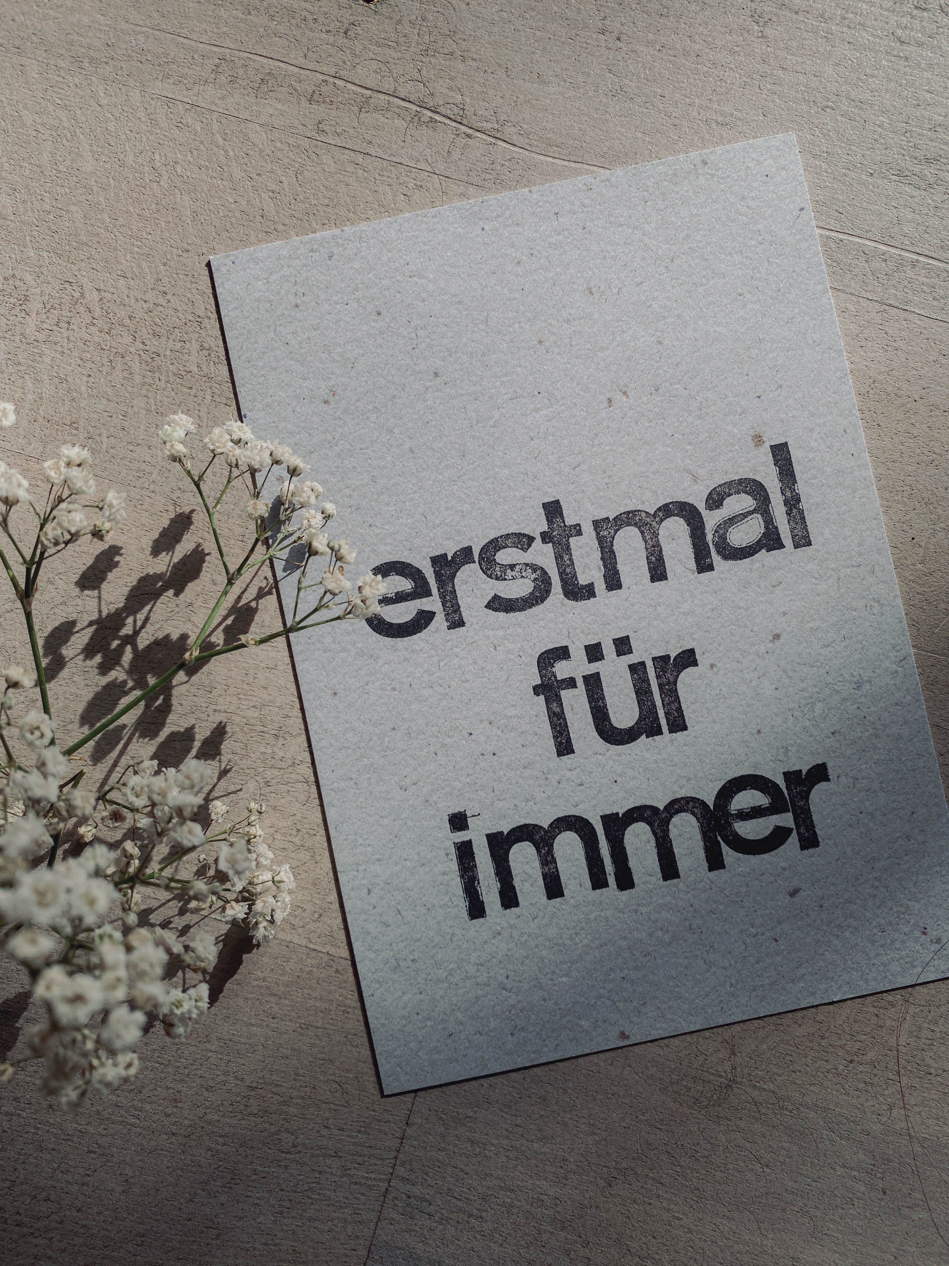 Postkarte "erstmal für immer" gestempelter Spruch